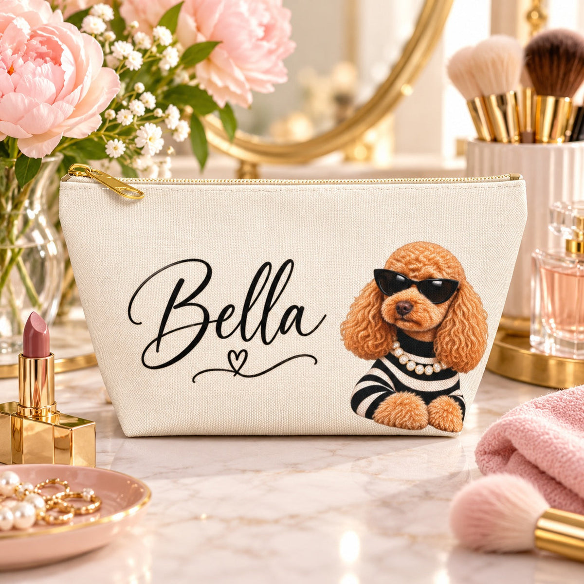 Poodle-inspired personalized makeup bag from StileVivoItaly