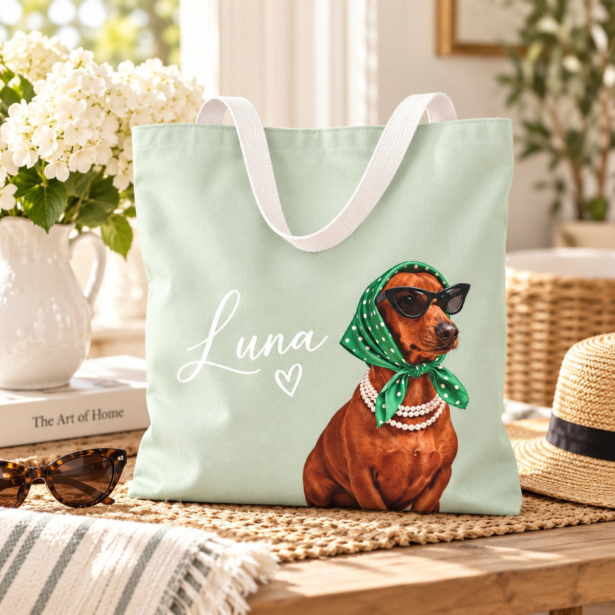 Dachshund-inspired personalized tote bag from StileVivoItaly