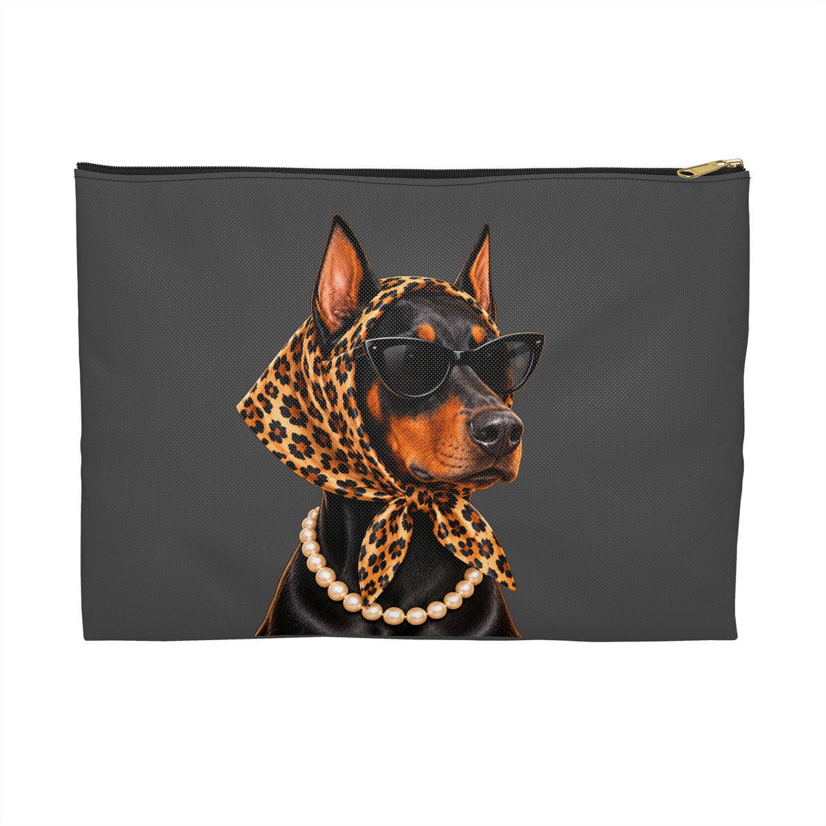 Doberman makeup pouch with printed dog artwork — image 1 of 5