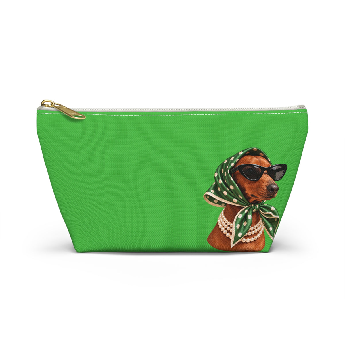 Dachshund makeup pouch with printed dog artwork — image 2 of 18