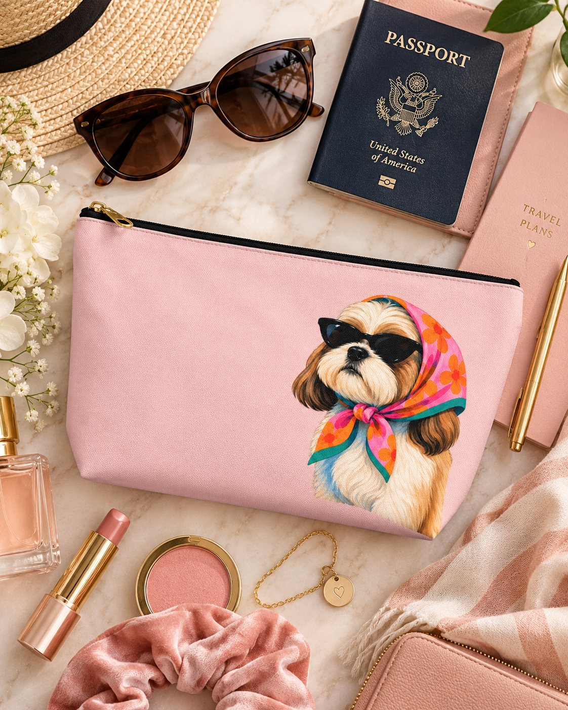 Dog-themed makeup pouch with printed dog artwork — image 7 of 15