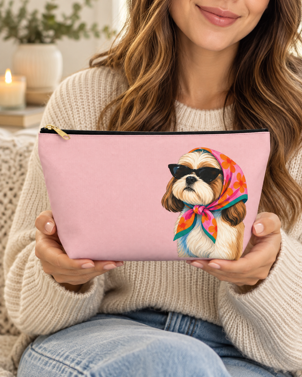 Dog-themed makeup pouch with printed dog artwork — image 9 of 15