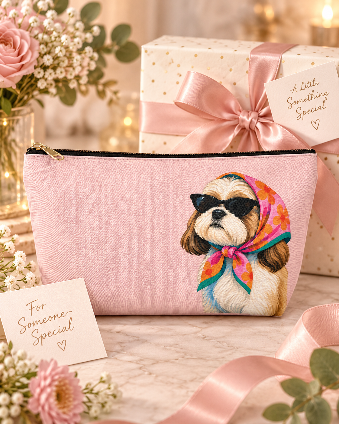 Dog-themed makeup pouch with printed dog artwork — image 10 of 15