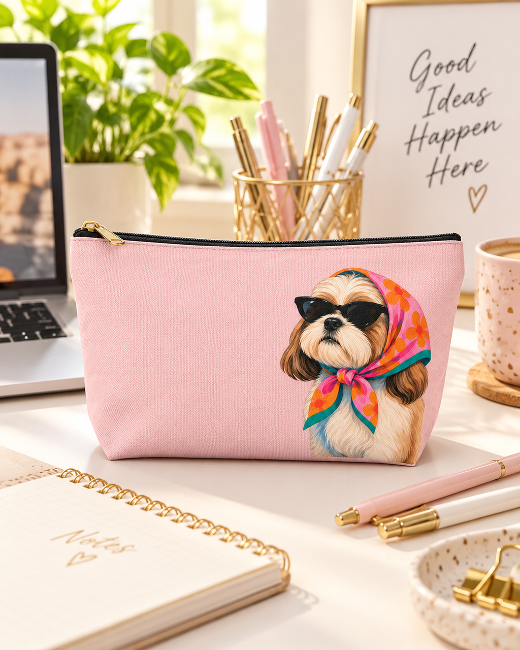 Dog-themed makeup pouch with printed dog artwork — image 12 of 15