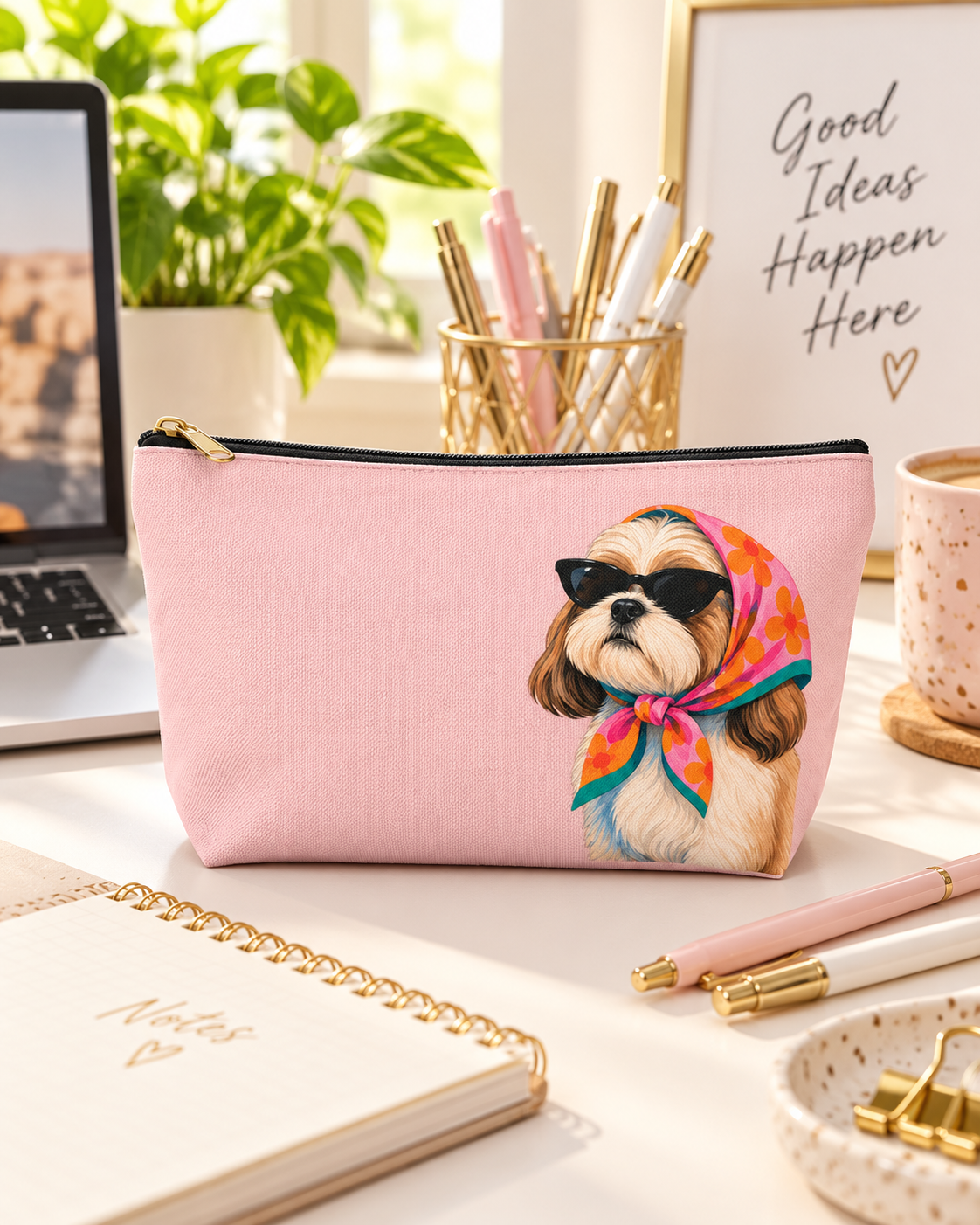 Dog-themed makeup pouch with printed dog artwork — image 12 of 15
