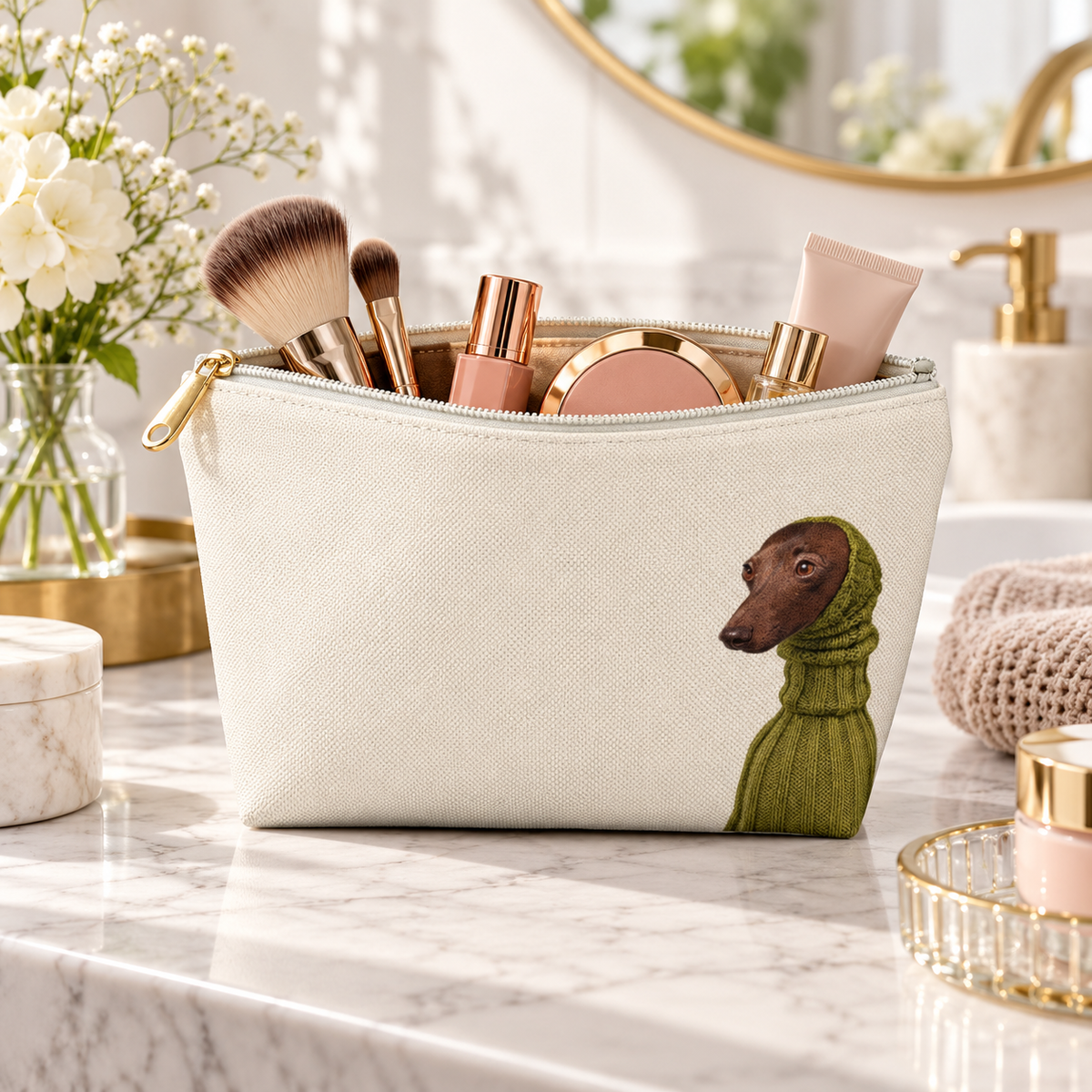 Dachshund makeup pouch with printed dog artwork — image 11 of 18