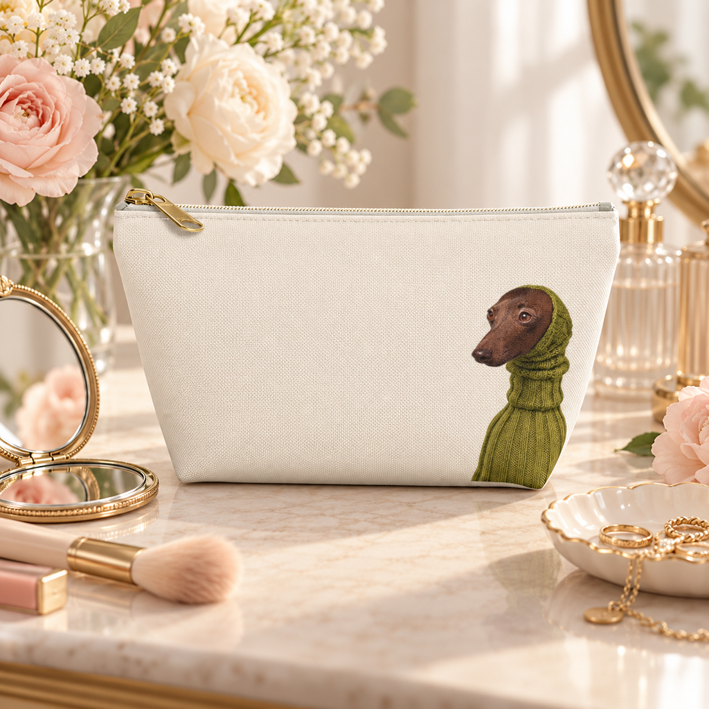 Dachshund makeup pouch with printed dog artwork — image 14 of 18