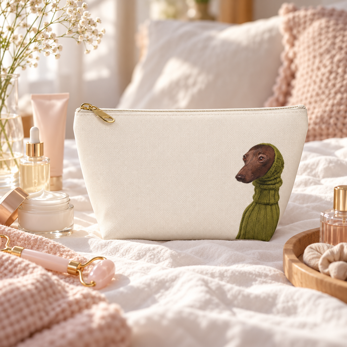 Dachshund makeup pouch with printed dog artwork — image 16 of 18