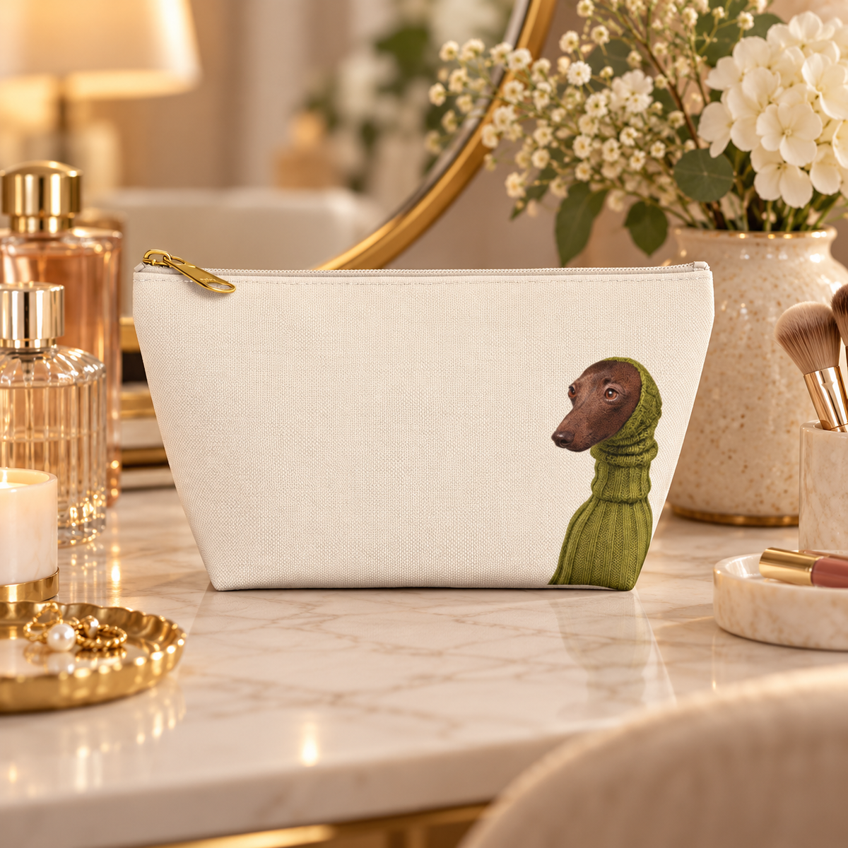 Dachshund makeup pouch with printed dog artwork — image 18 of 18