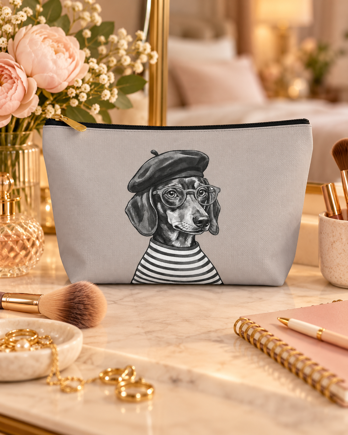 Dog-themed makeup pouch with printed dog artwork — image 3 of 9
