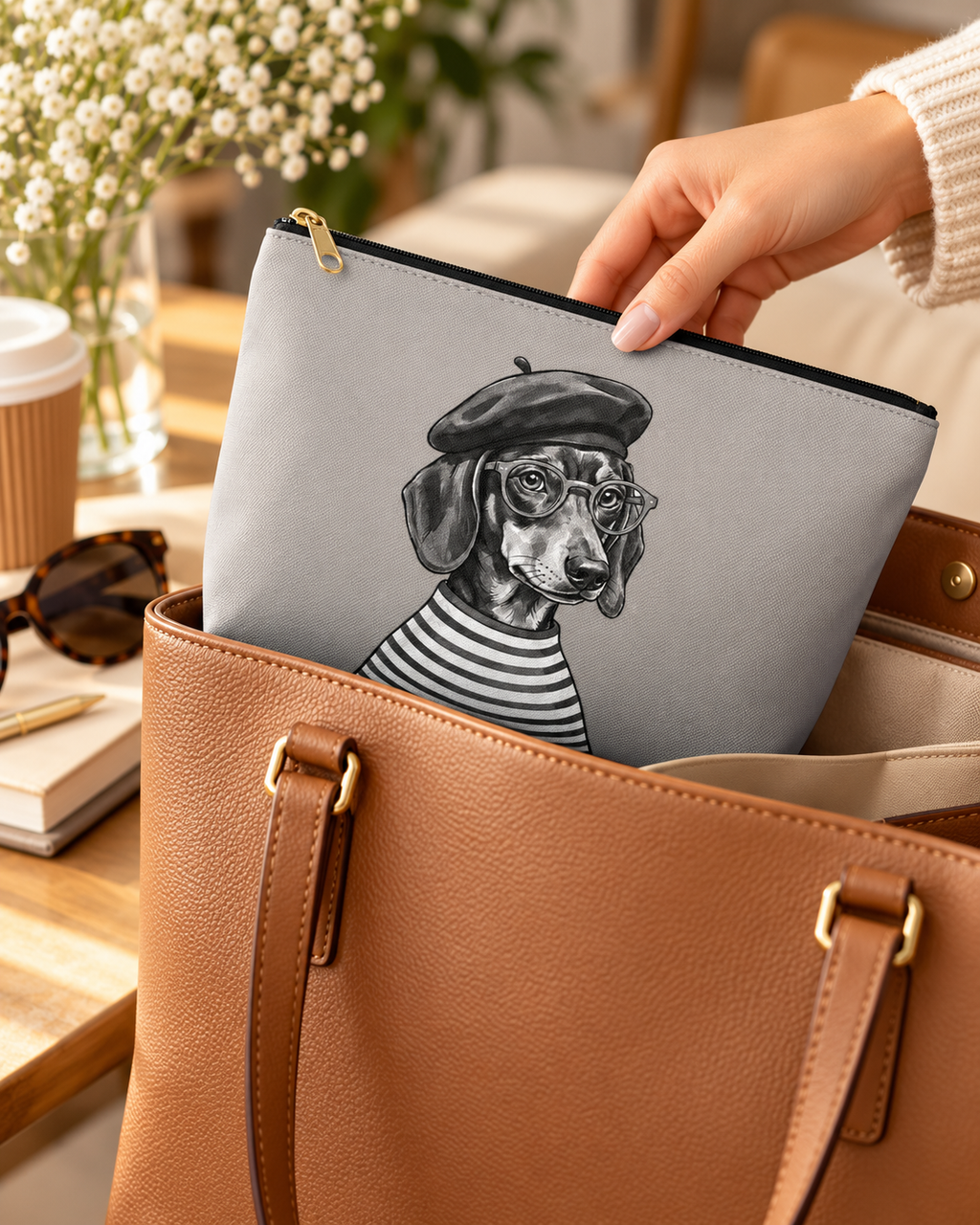 Dog-themed makeup pouch with printed dog artwork — image 6 of 9