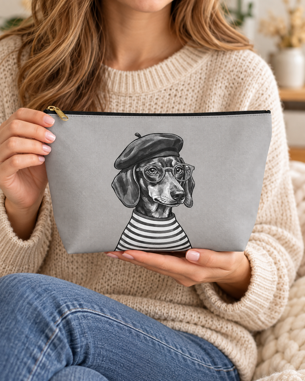 Dog-themed makeup pouch with printed dog artwork — image 7 of 9
