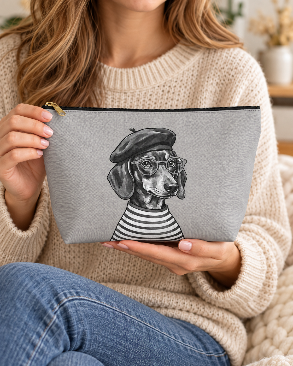 Dog-themed makeup pouch with printed dog artwork — image 7 of 9