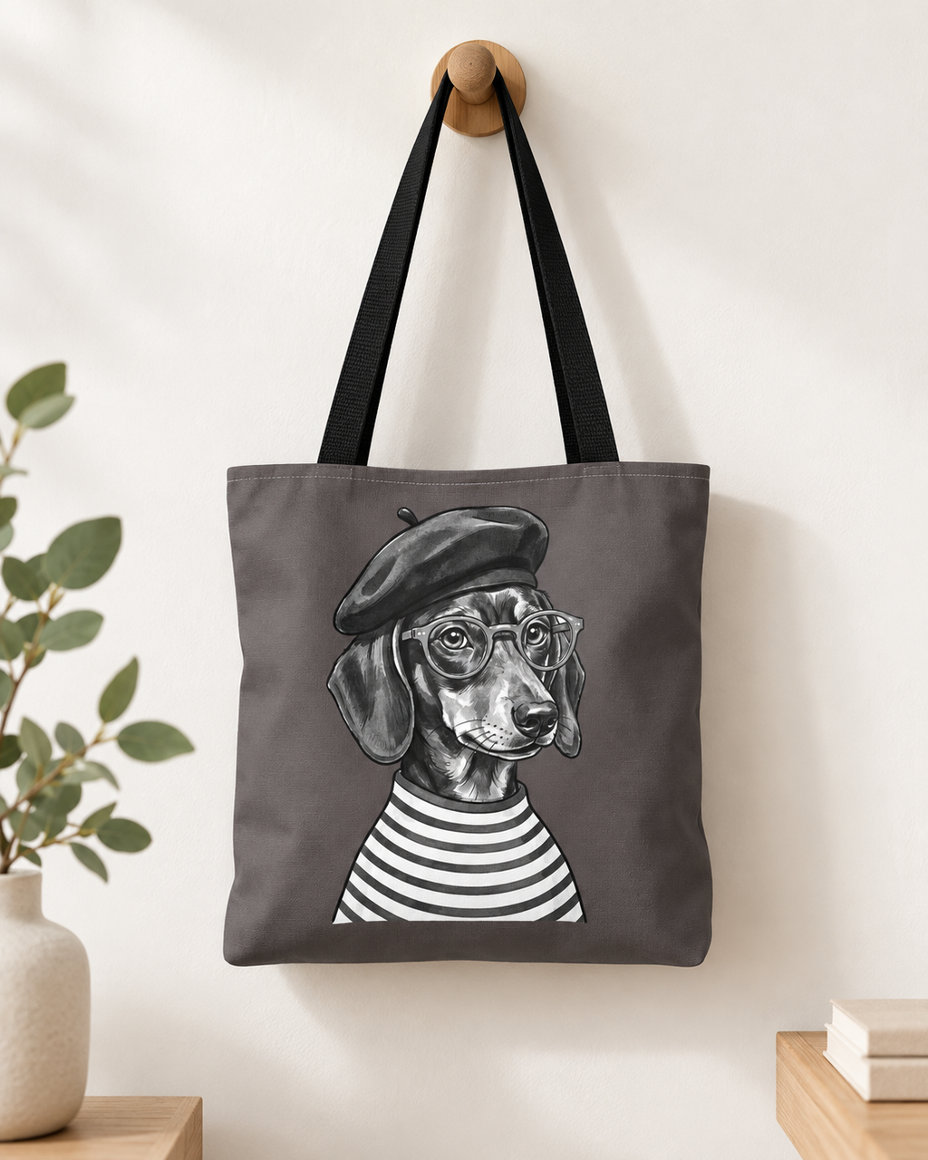 Dachshund tote bag with printed dog artwork — image 1 of 5
