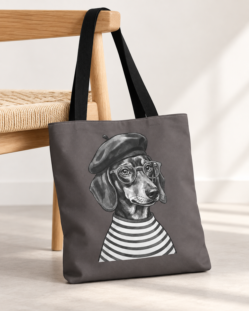 Dachshund tote bag with printed dog artwork — image 3 of 5