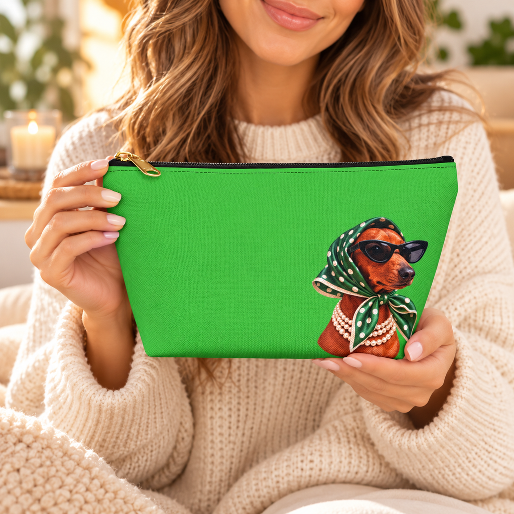 Dachshund makeup pouch with printed dog artwork — image 12 of 18