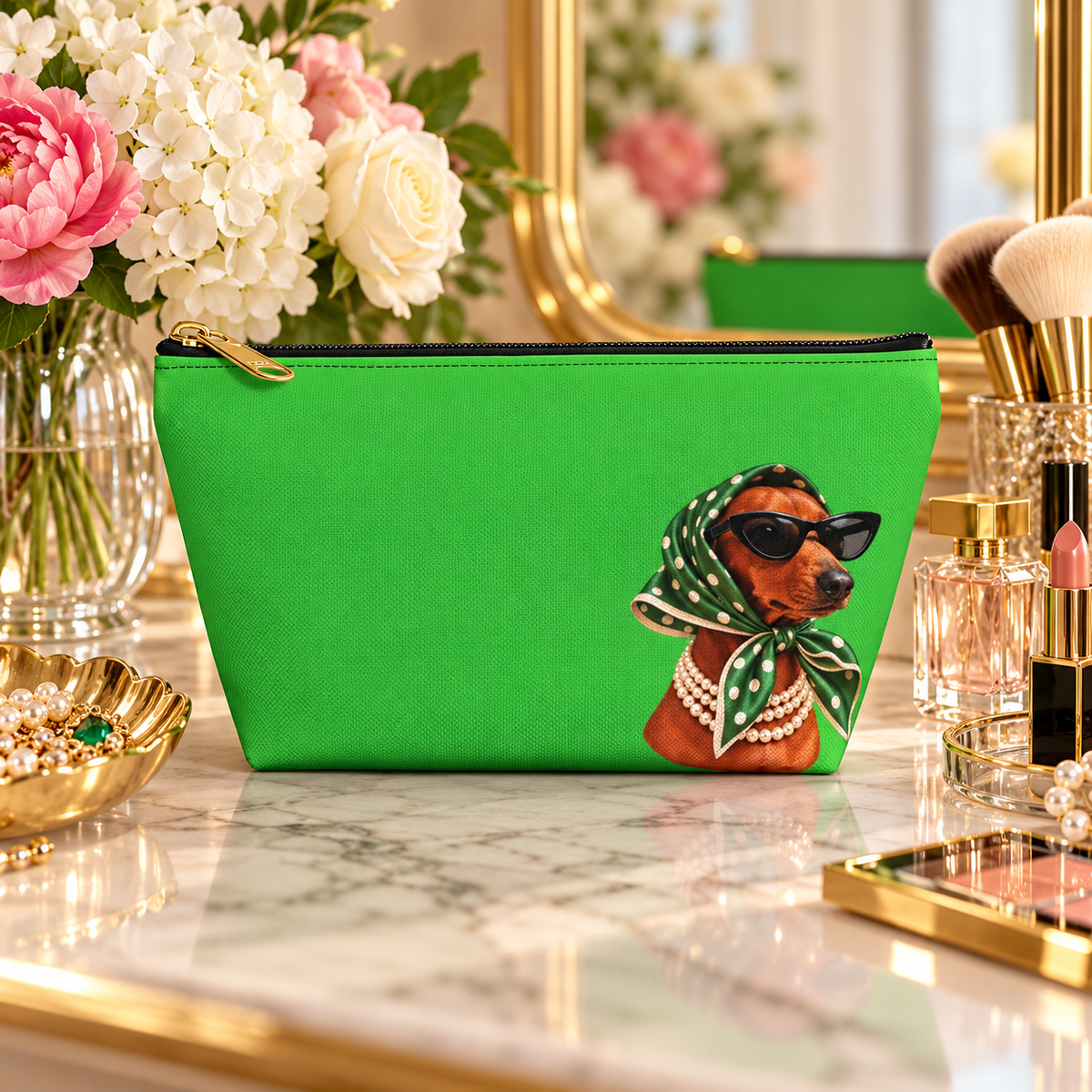 Dachshund makeup pouch with printed dog artwork — image 13 of 18