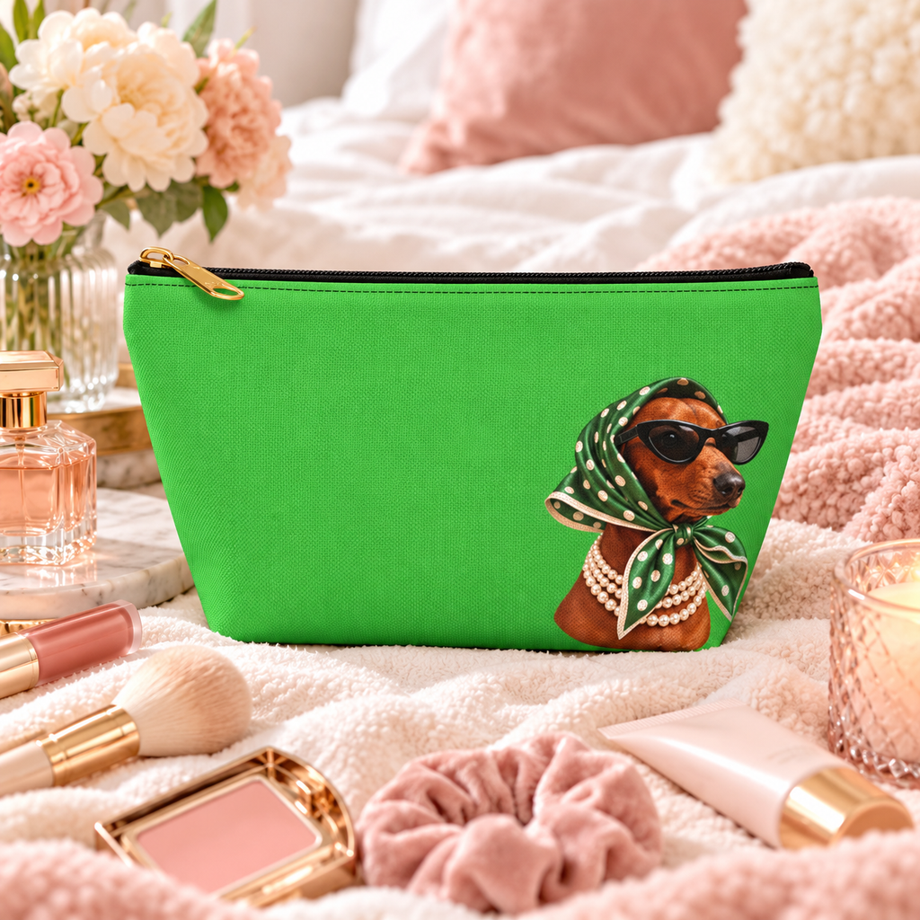 Dachshund makeup pouch with printed dog artwork — image 14 of 18