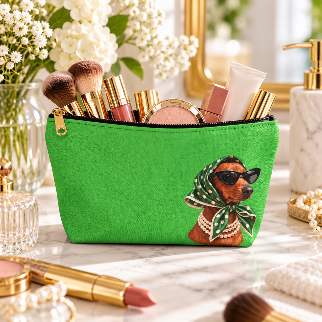 Dachshund makeup pouch with printed dog artwork — image 15 of 18