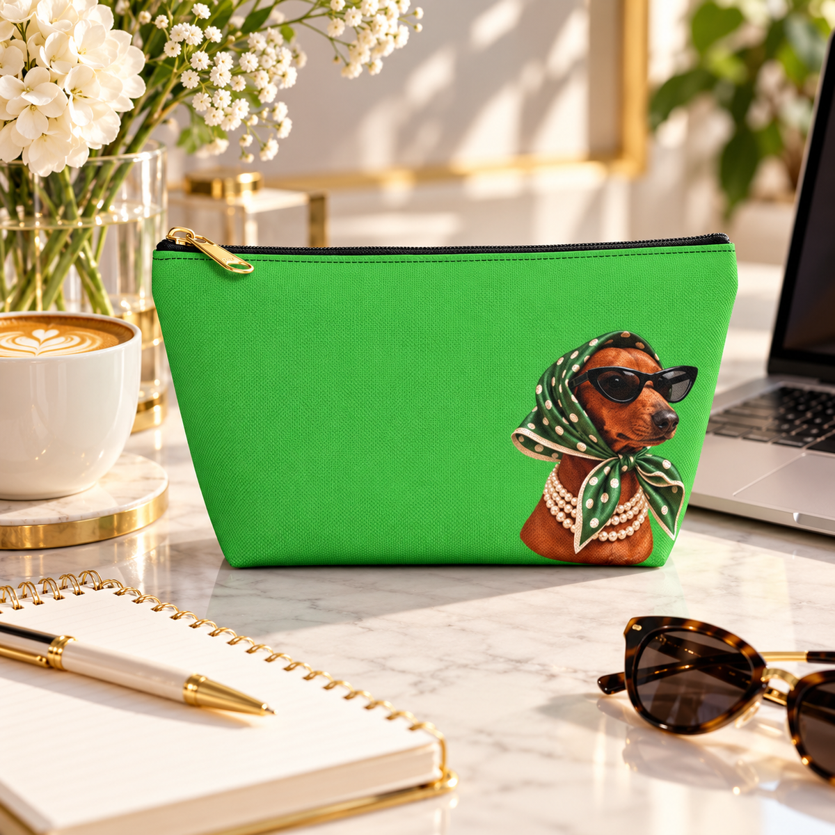 Dachshund makeup pouch with printed dog artwork — image 16 of 18