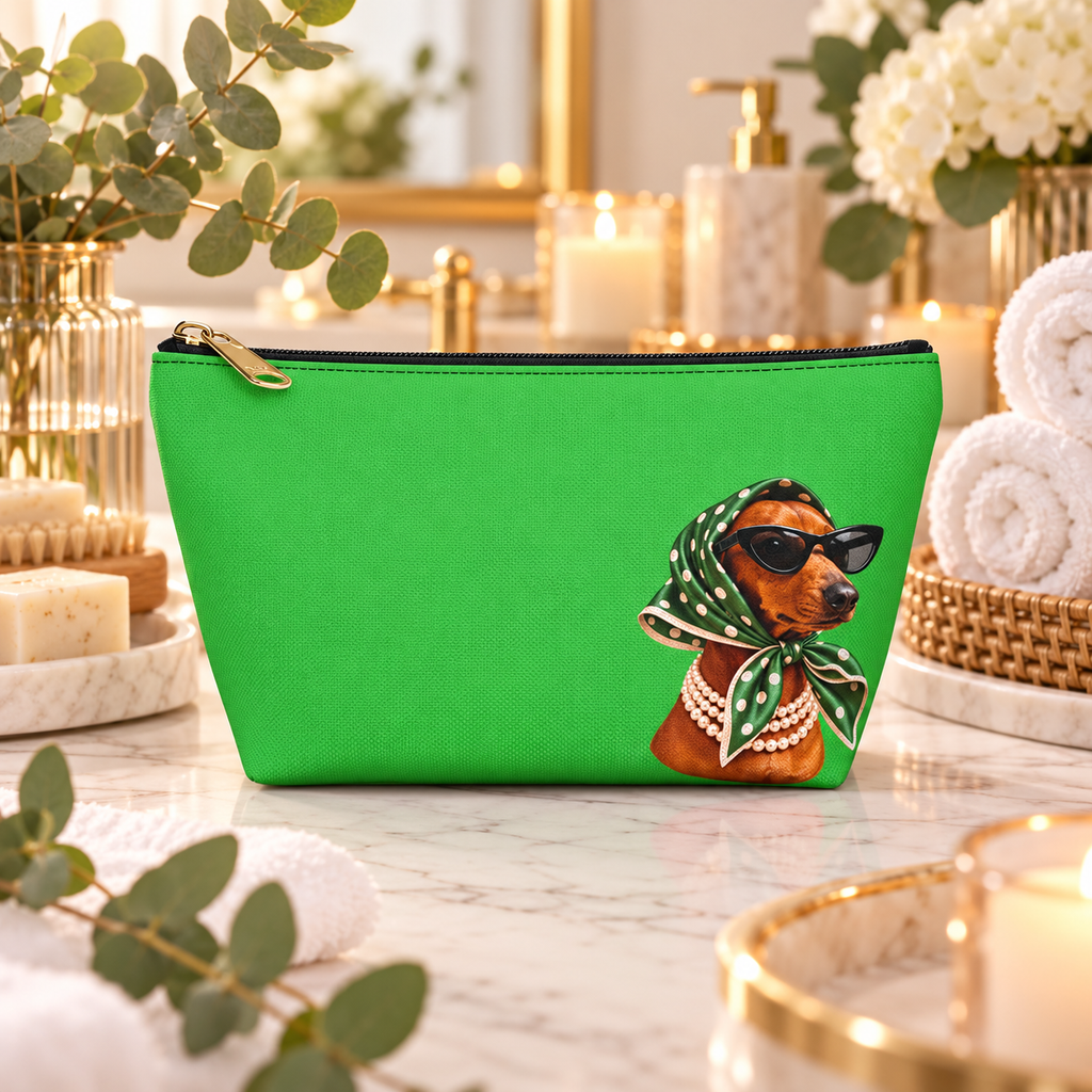 Dachshund makeup pouch with printed dog artwork — image 18 of 18
