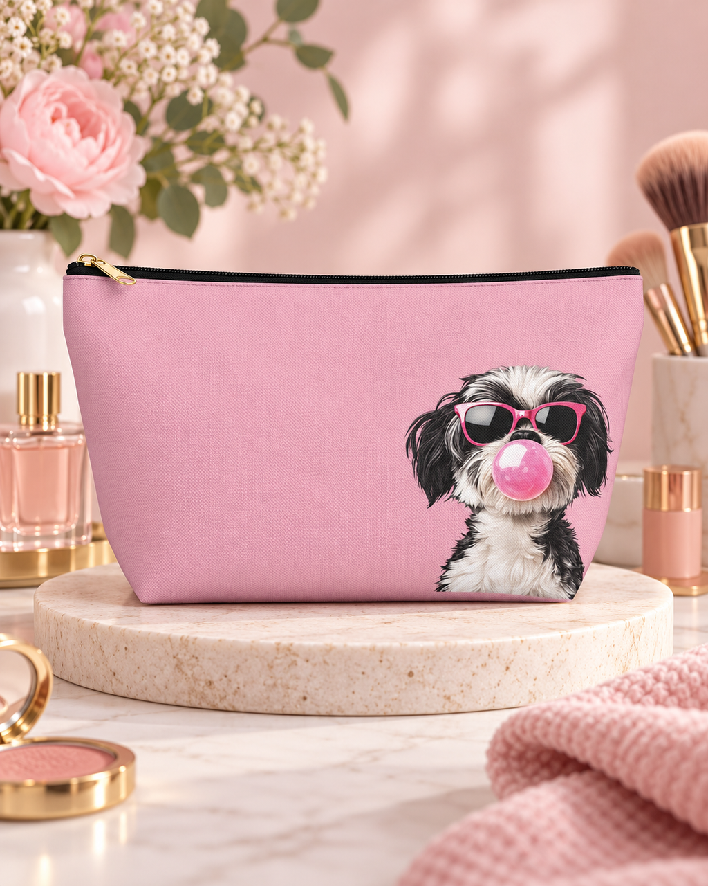 Shih Tzu makeup pouch with printed dog artwork — image 3 of 9