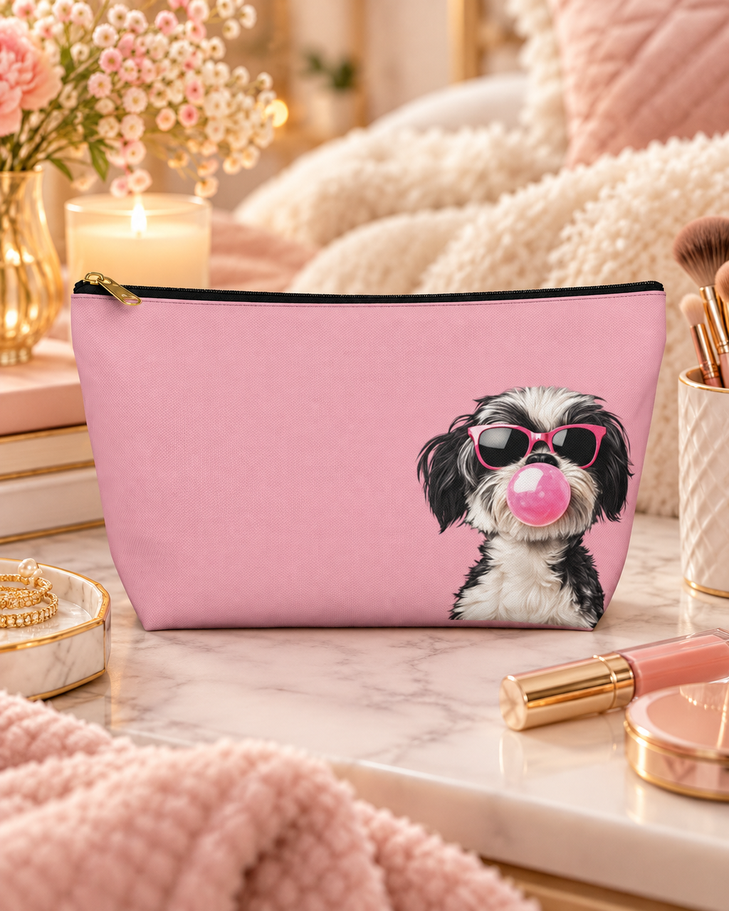 Shih Tzu makeup pouch with printed dog artwork — image 4 of 9