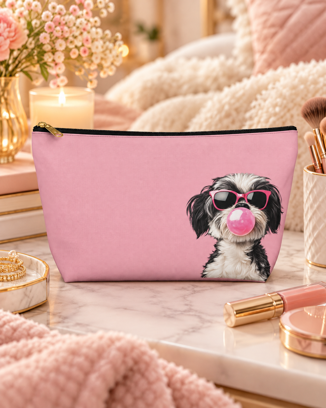 Shih Tzu makeup pouch with printed dog artwork — image 4 of 9