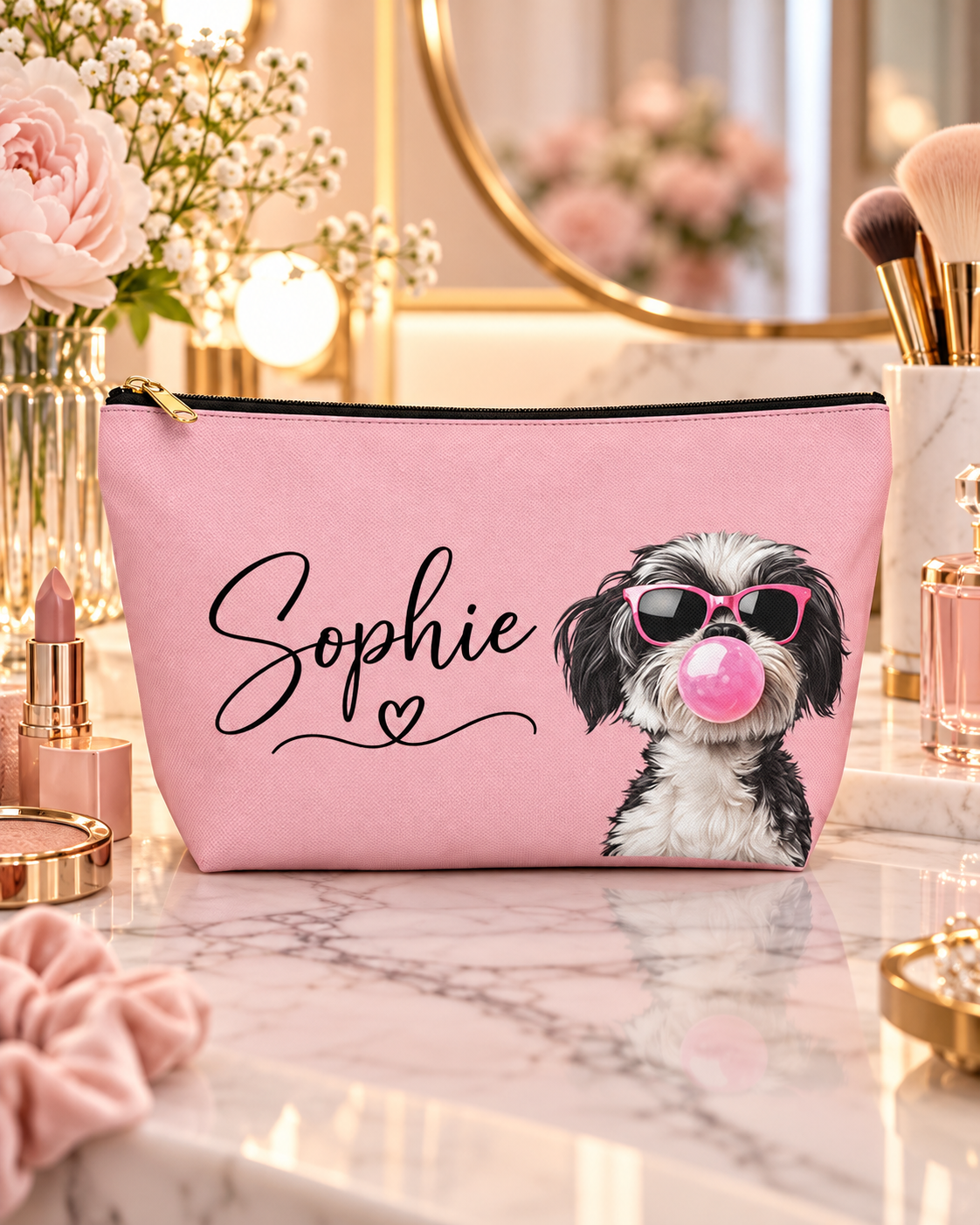 Shih Tzu makeup pouch with printed dog artwork — image 5 of 9