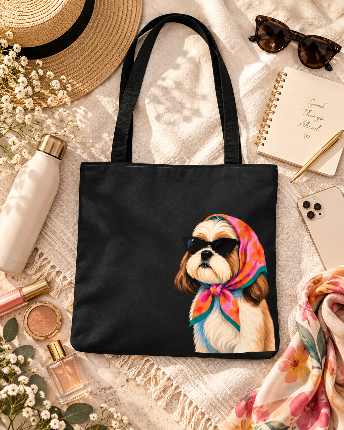 Shih Tzu tote bag with printed dog artwork — image 5 of 13