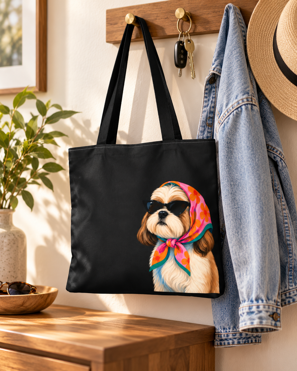Shih Tzu tote bag with printed dog artwork — image 6 of 13