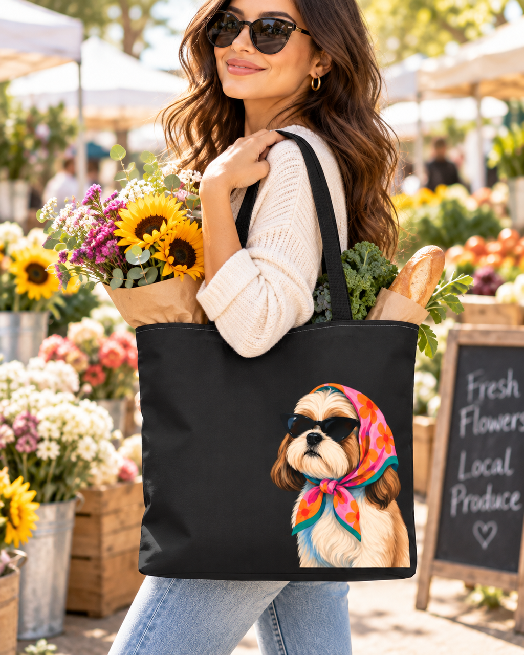 Shih Tzu tote bag with printed dog artwork — image 7 of 13