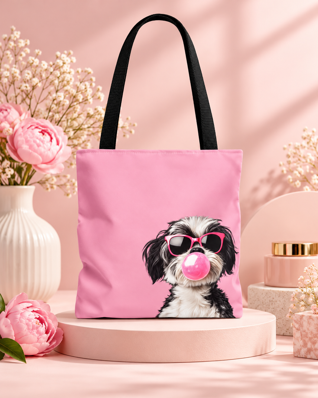 Shih Tzu tote bag with printed dog artwork — image 1 of 13