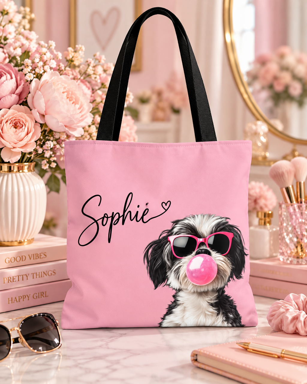Shih Tzu tote bag with printed dog artwork — image 2 of 13