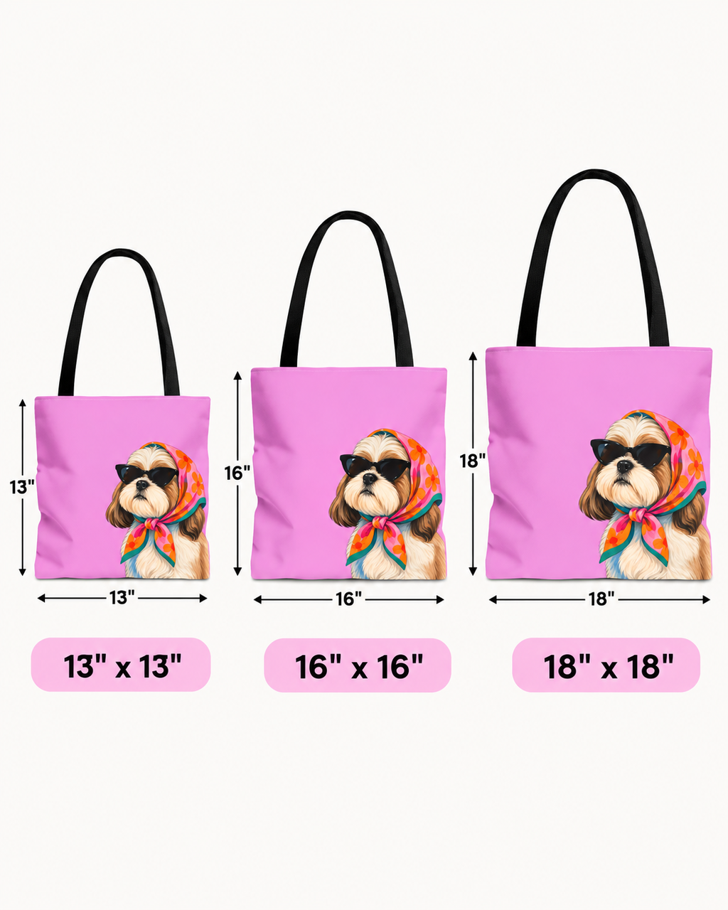 Shih Tzu tote bag with printed dog artwork — image 1 of 10