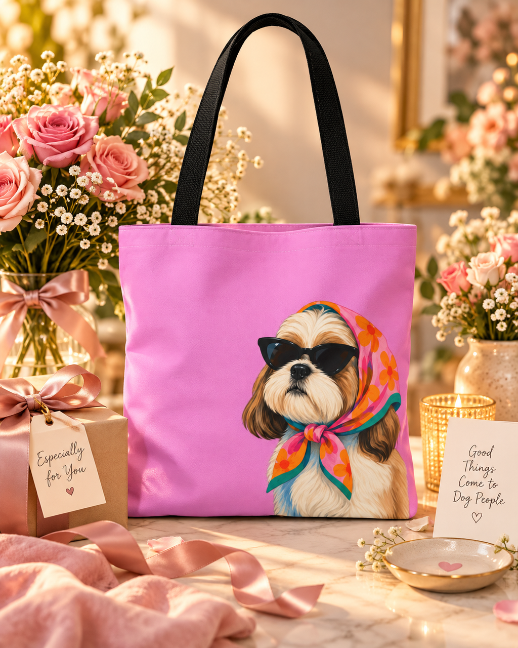 Shih Tzu tote bag with printed dog artwork — image 3 of 10