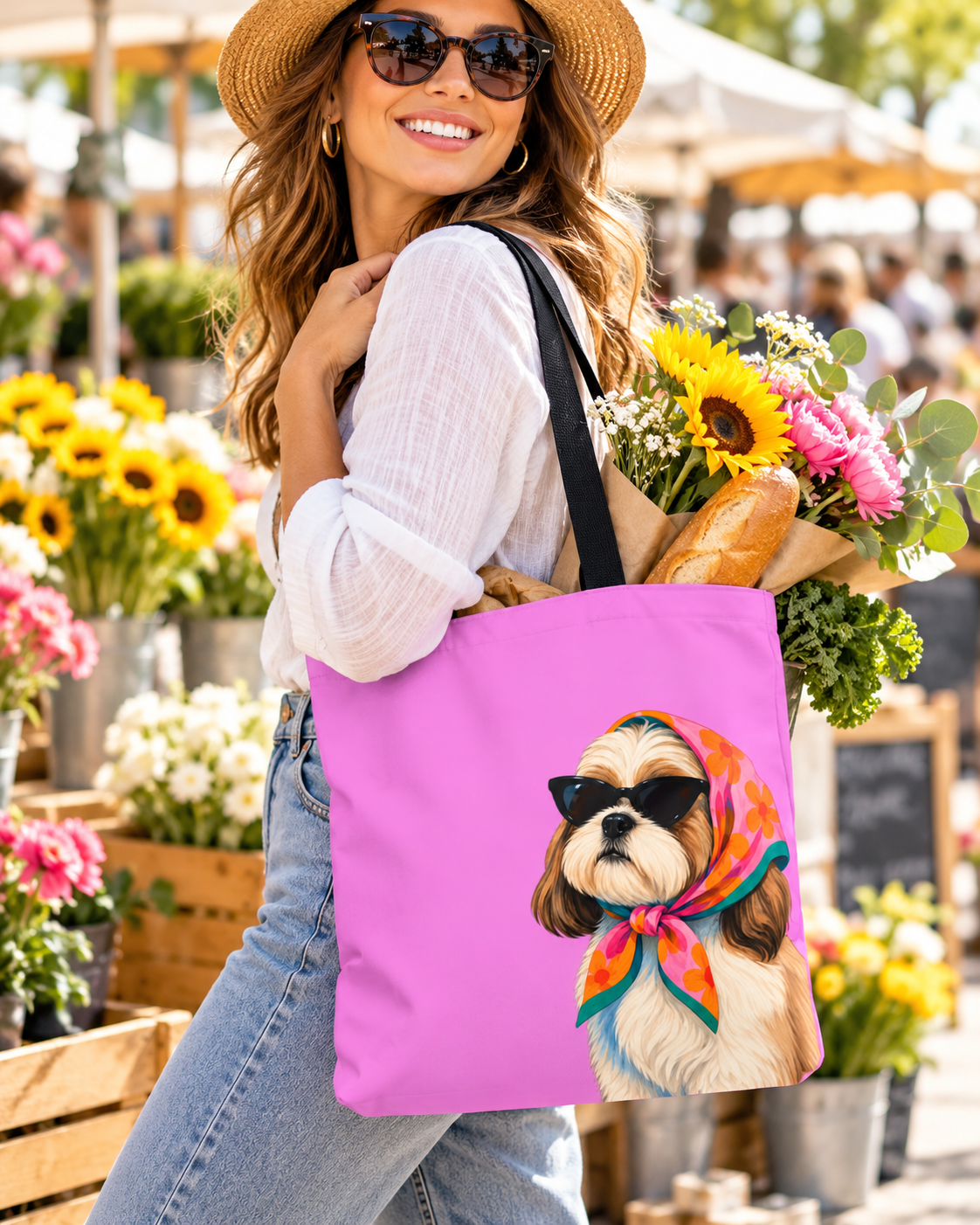 Shih Tzu tote bag with printed dog artwork — image 6 of 10