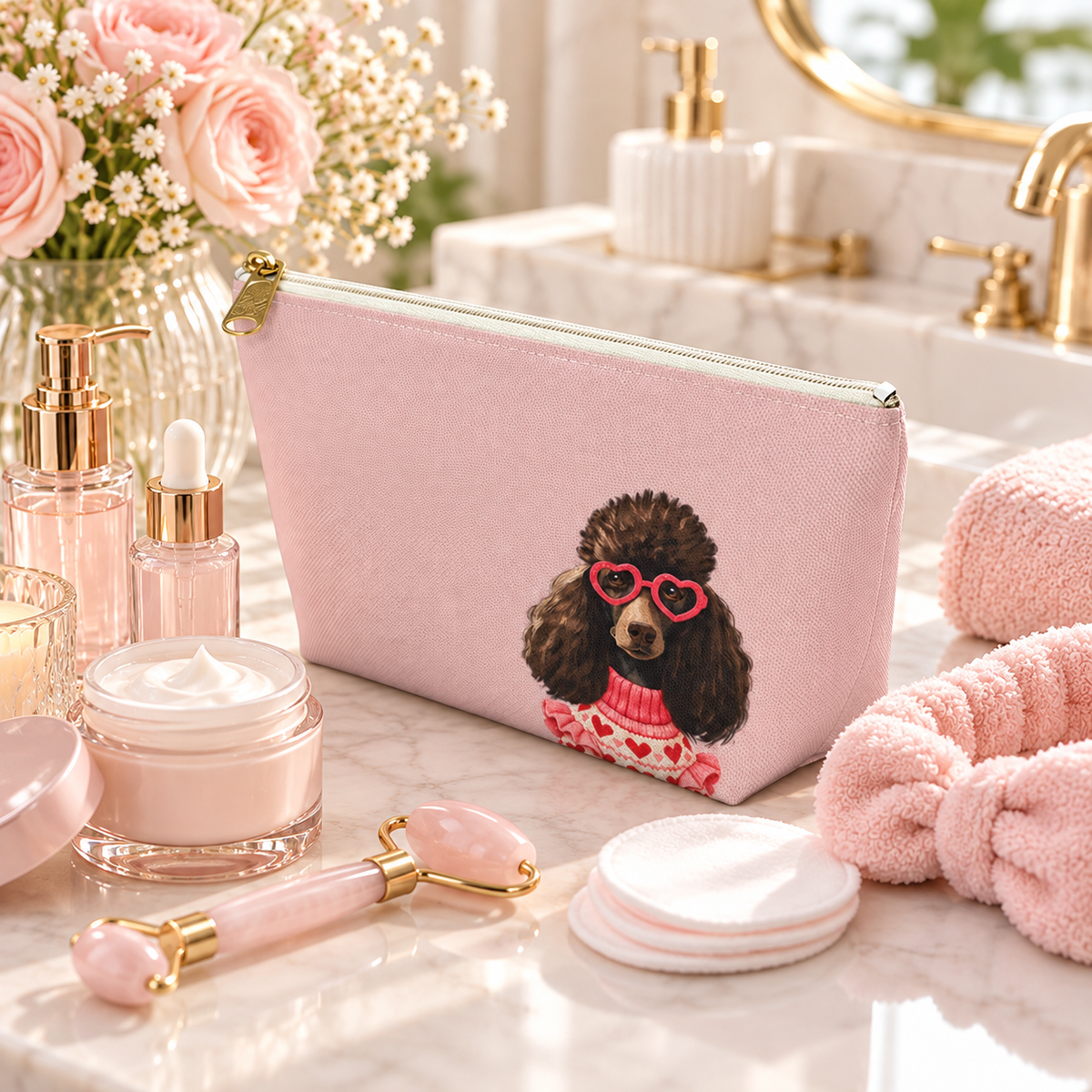 Poodle makeup pouch with printed dog artwork — image 8 of 16