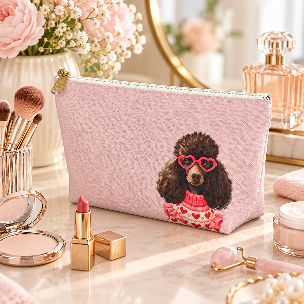 Poodle makeup pouch with printed dog artwork — image 9 of 16