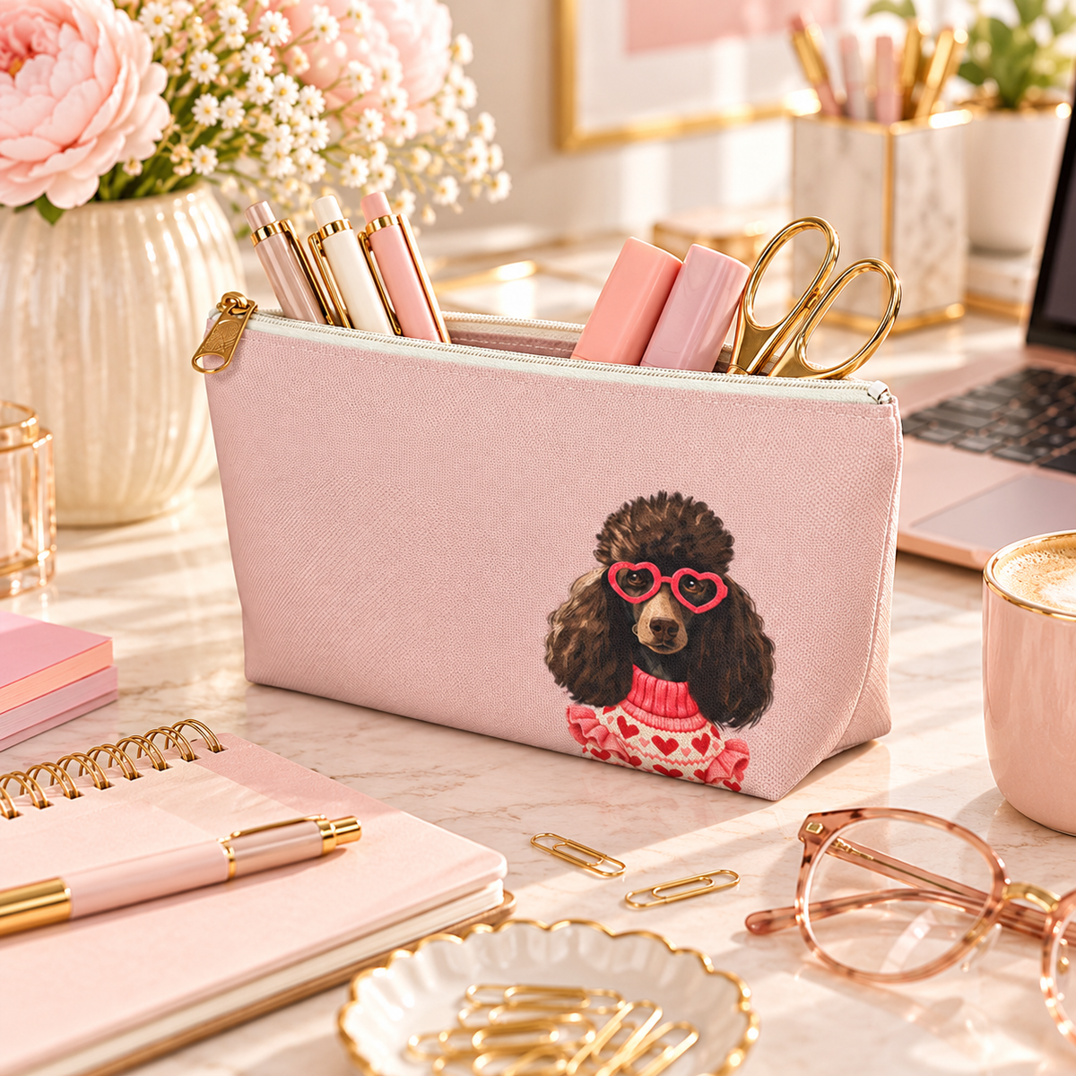Poodle makeup pouch with printed dog artwork — image 10 of 16