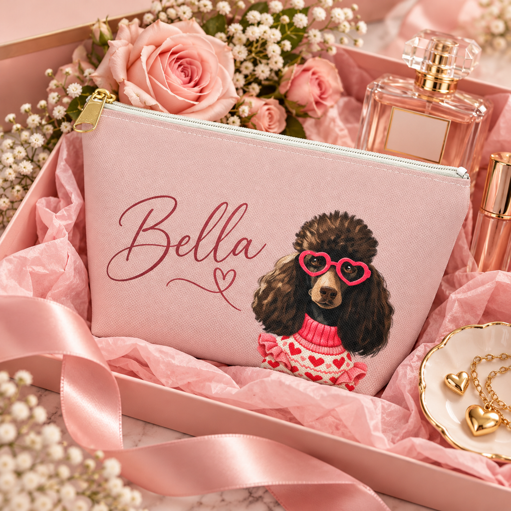 Poodle makeup pouch with printed dog artwork — image 13 of 16