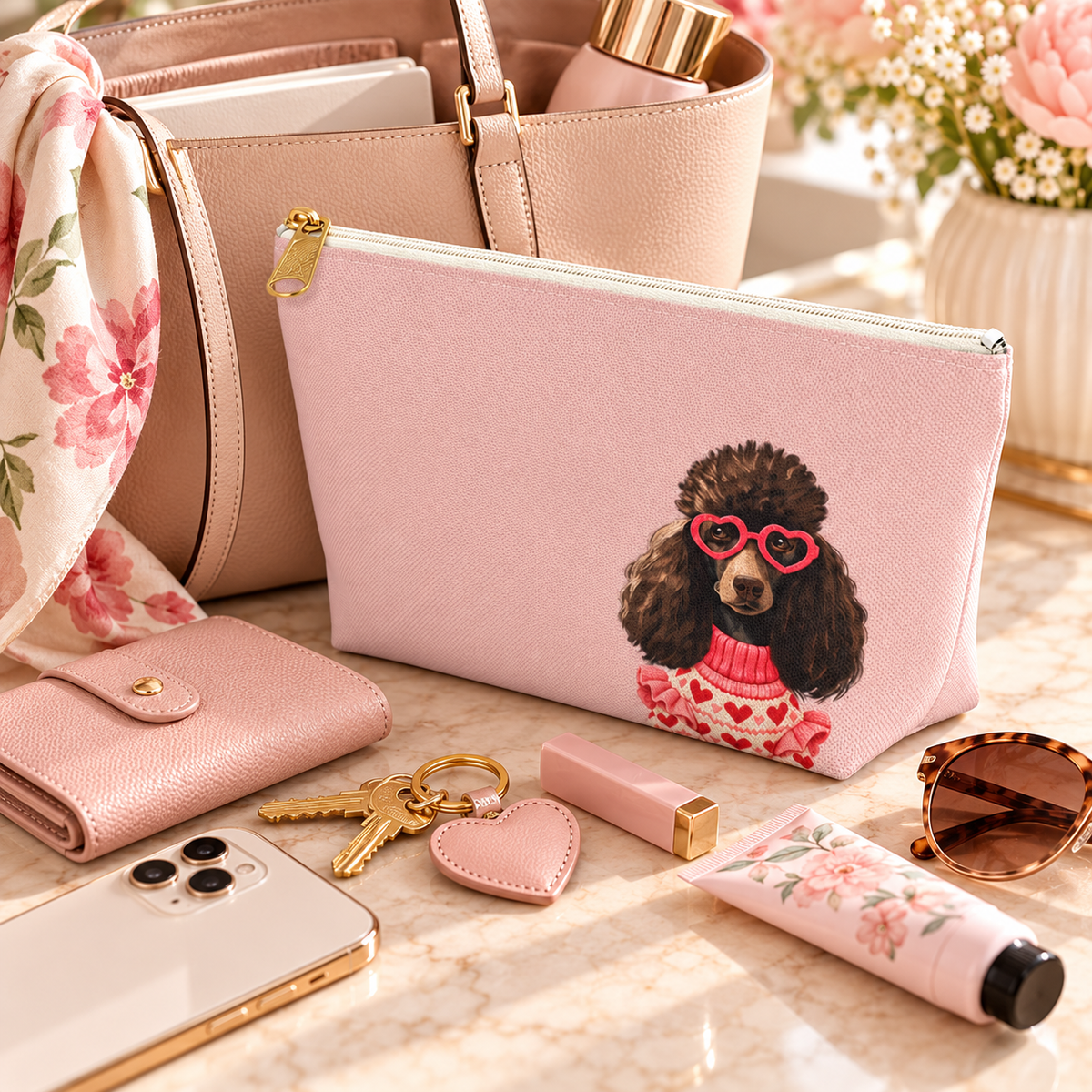 Poodle makeup pouch with printed dog artwork — image 14 of 16