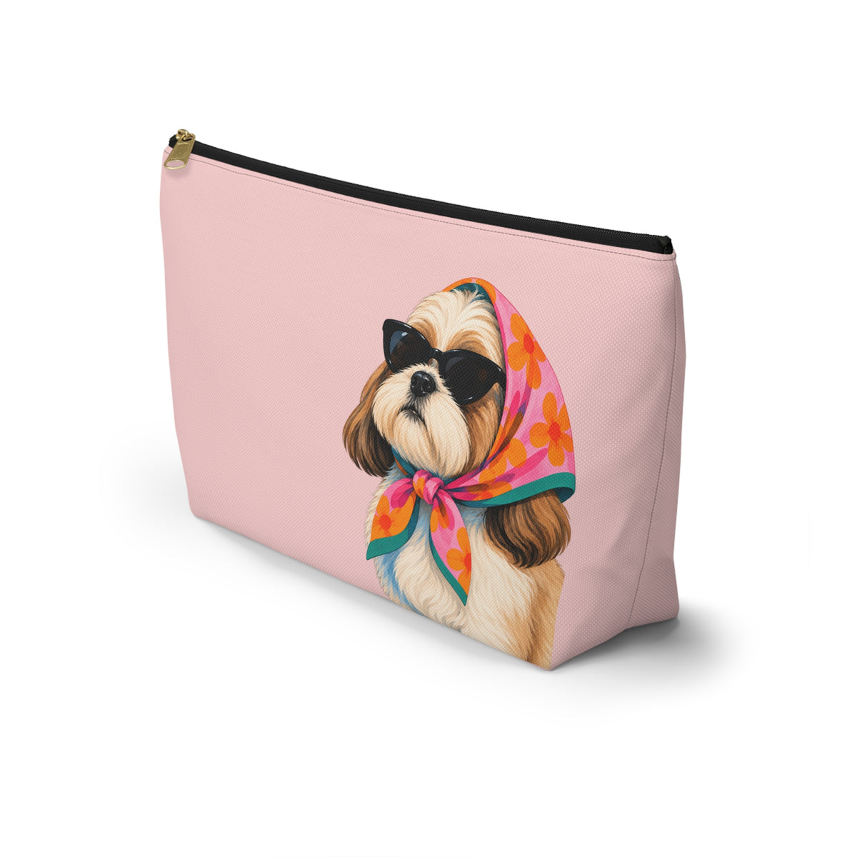 Dog-themed makeup pouch with printed dog artwork — image 1 of 15