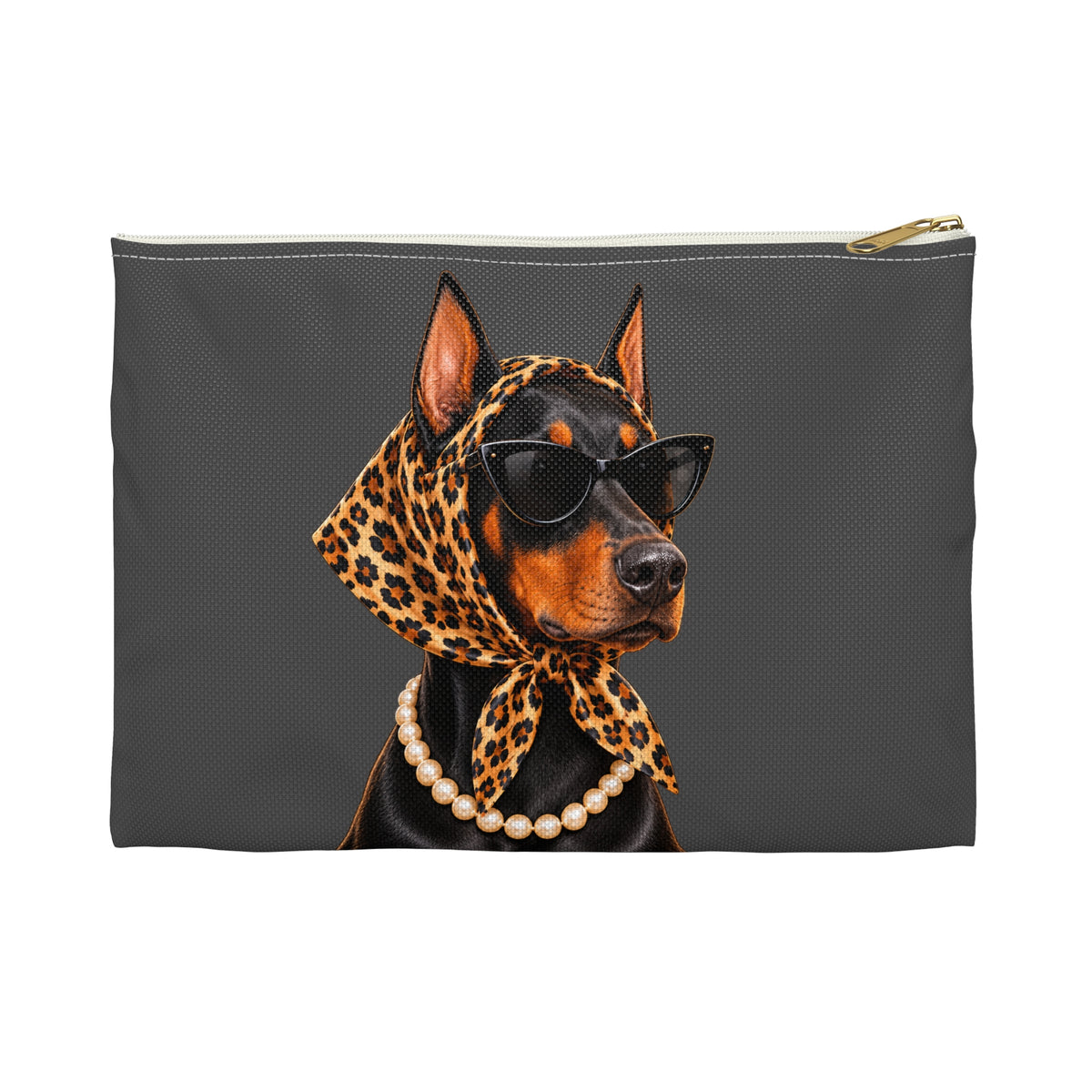 Doberman makeup pouch with printed dog artwork — image 4 of 5