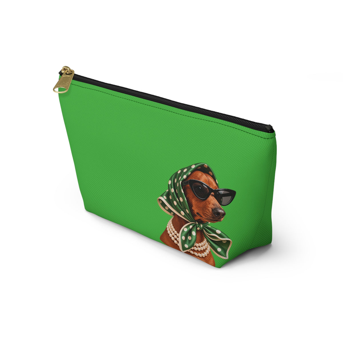 Dachshund makeup pouch with printed dog artwork — image 3 of 18