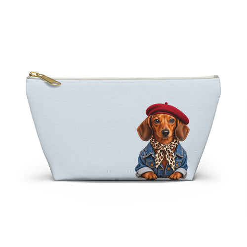 Dachshund makeup pouch with printed dog artwork — image 1 of 8