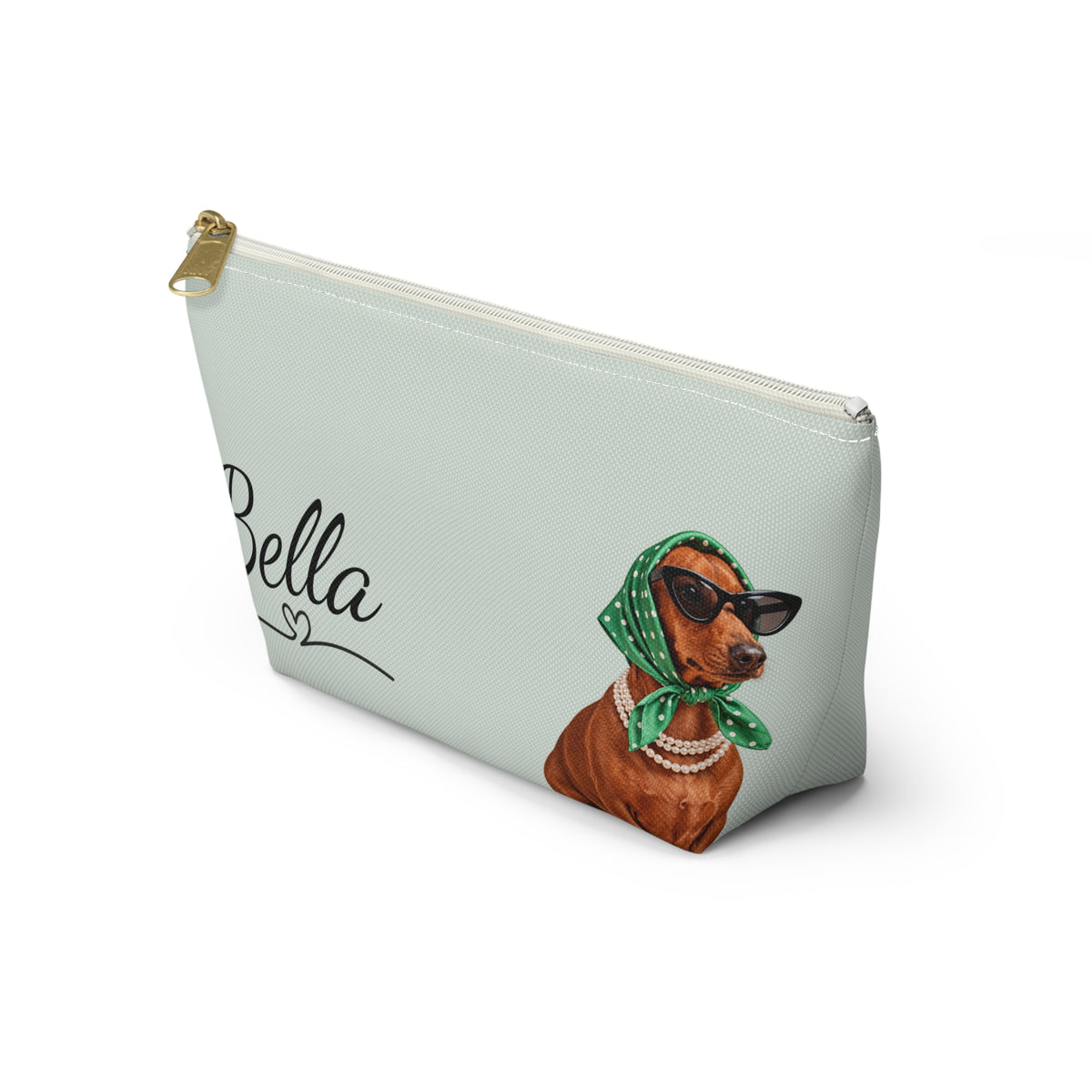 Dachshund makeup pouch with printed dog artwork — image 7 of 7