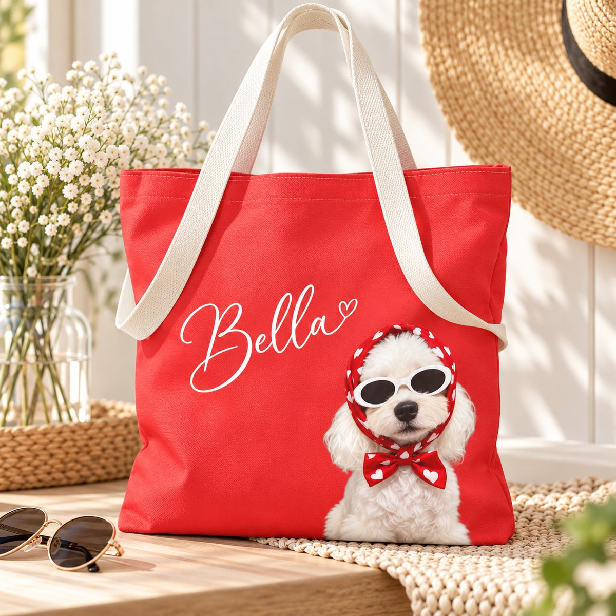 Personalized Dog Tote Bag, Custom Name Poodle Tote, Cute Dog Lover Gift, Stylish Reusable Shopper, Gift for Dog Mom