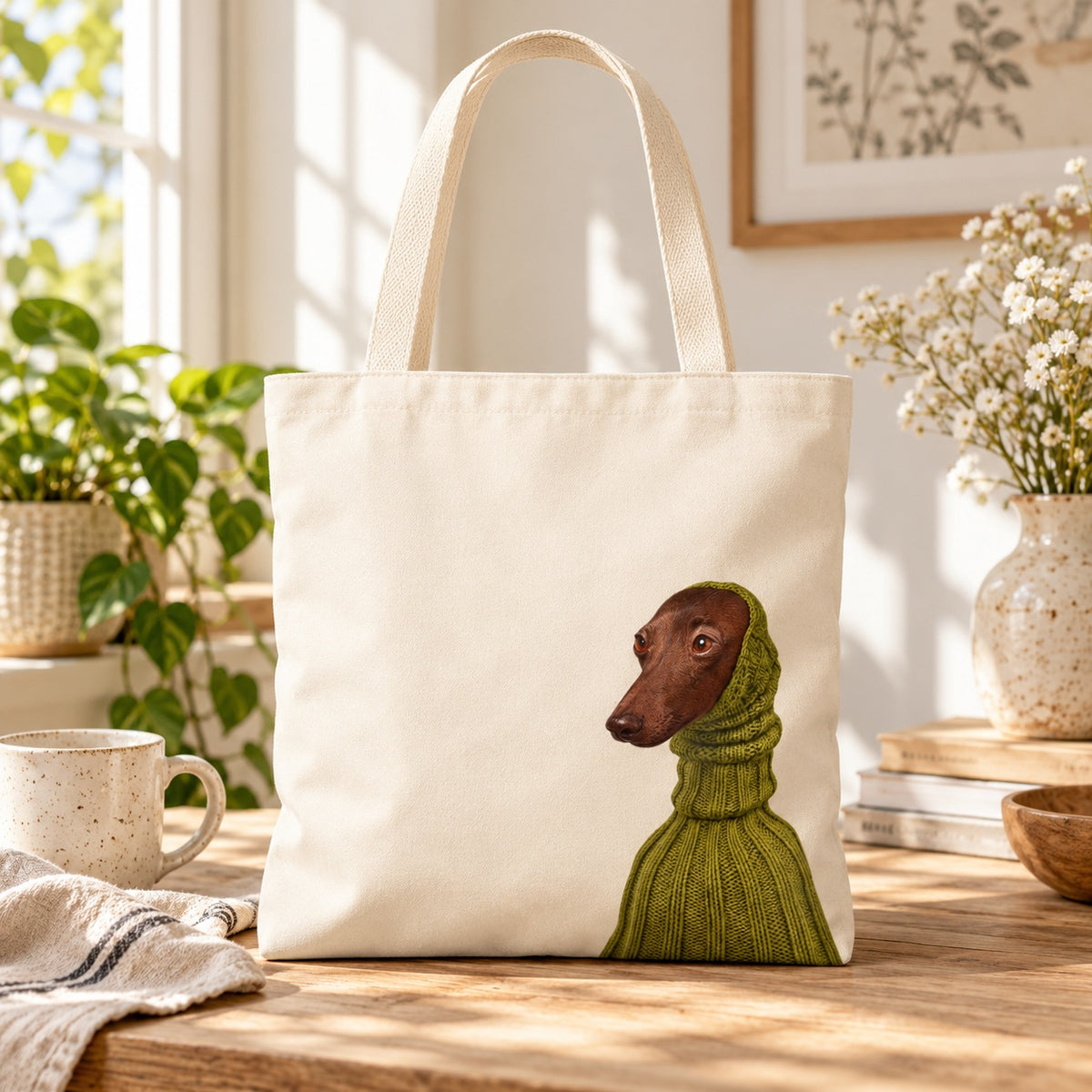 Dachshund Tote Bag, Optional Custom Name Dog Bag, Sausage Dog Gift, Wiener Dog Tote, Dachshund Mom Gift, Doxie Lover Gift