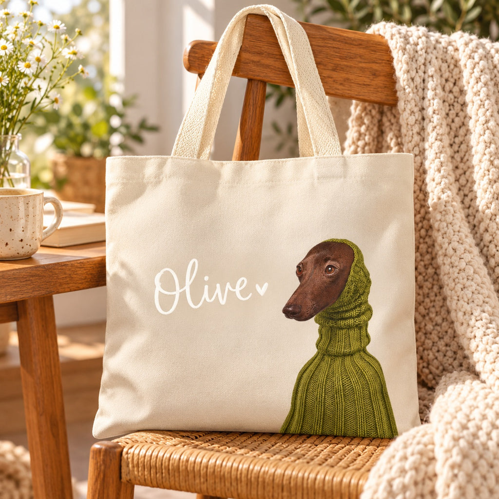 Dachshund Tote Bag, Optional Custom Name Dog Bag, Sausage Dog Gift, Wiener Dog Tote, Dachshund Mom Gift, Doxie Lover Gift